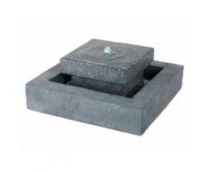 Fontaine de jardin carrée en béton et fibre de verre + éclairage LED 48x48x18cm