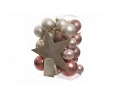 Set de 32 boules de Noël+cimier de sapin coloris/tailles assortis XMAS Rose/Perle