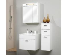 Meuble sous-vasque 1 tiroir avec vasque en marbre NEVILLE Avec armoire + demi-colonne 60 cm