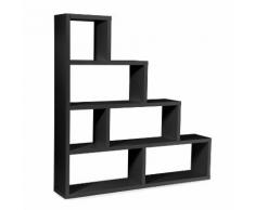 Etagère escalier en bois H164cm L164cm 6 niches SCALA Noir