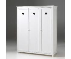 Armoire de chambre finition laqué blanc H190cm AMOR 3 portes