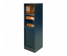 Armoire de bureau à rideau en bois avec serrure MATHA Noir 140cm