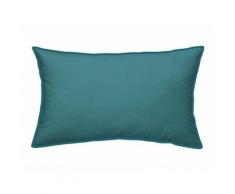 Coussin rectangulaire déhoussable coton à volant 45x65cm GOA Bleu canard