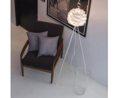 Lampadaire trépied en métal et pétales en polycarbonate blanc hauteur 109cm Carmina mini Trépied blanc