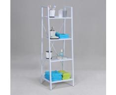 Etagère salle de bain 4 tablettes en métal laqué blanc H132.5cm LILLY