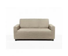 Housse de canapé bi-extensible unie effet gauffré 2 places MARINE Beige