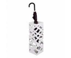 Porte parapluies en acier ajouré motifs quadrillages 16x16x48cm Pop Blanc