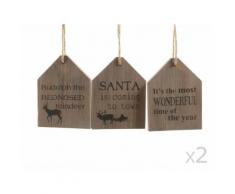 Set de 6 suspensions en bois forme maison 13x17x1cm CAMP