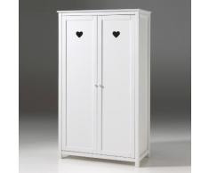 Armoire de chambre finition laqué blanc H190cm AMOR 2 portes