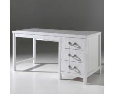 Bureau enfant 3 tiroirs en bois blanc laqué Longueur 150 cm LEWIS