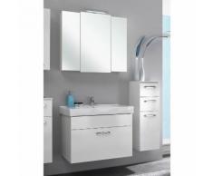 Meuble sous-vasque 1 tiroir avec vasque Longueur 75 cm WEASLEY Blanc Avec armoire + demi-colonne