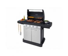 Barbecue à gaz grill/four sur chariot en acier 10 à 16 personnes 4 brûleurs