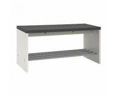 Meuble à chaussure acier et bois avec banc décor granit L91xH40cm MARTIN 1