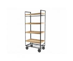Étagère-Chariot industriel à roues fer et bois 6 plateaux H173 cm BUNBURY