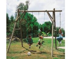 Portique en bois 2 balançoires et 1 corde à nuds CIHB,
