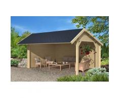 Auvent en bois Buzet Bardeau droit noir,