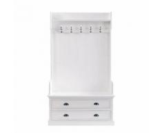 Meuble d'entrée avec 5 patères blanc L 110 cm Newport