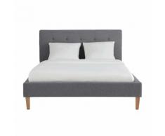 Lit capitonné en tissu gris 180x200 Brent