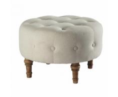 Pouf repose-pieds capitonné en coton écru COLETTE