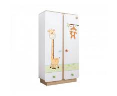 Leylina Armoire 2 portes ouvrantes et 2 tiroirs pour chambre bébé
