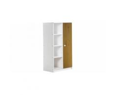 Armoire enfant mi-ouverte pin massif blanc et miel Avola