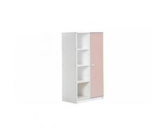 Armoire enfant mi-ouverte pin massif blanc et rose Avola