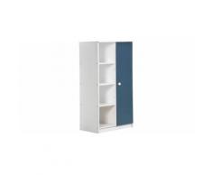 Armoire enfant mi-ouverte pin massif blanc et bleu Avola