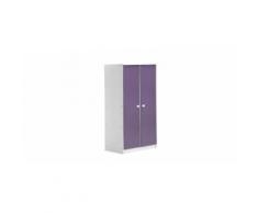 Armoire enfant 2 portes pin massif blanc et violet Avola