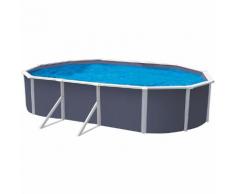 Piscine hors sol métal anthracite Varuna TRIGANO 6,35 x 3,85 m. 1,30 m. de haut.