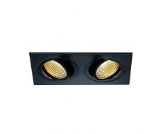 SLV Plafonnier à LED Spot Set de 2 DL Square New Tria, COB, 2700 K, 38 °C, avec pilote, clip plumes Noir 113890