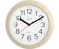 H&H Horloge Murale Ronde en Plastique Beige 23 cm