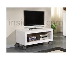 INSIDE Meuble TV Design Mobile Elegance avec rangements laqué Blanc Brillant