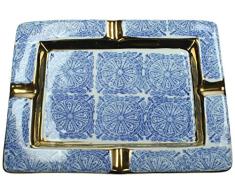 J. Kersten BV Cendrier en Porcelaine Bleu 20 x 15 x 3 cm