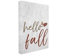 Stupell Industries Hello Fall Feuilles de chêne et Gland surdimensionné tendue sur Toile Décoration Murale, Multicolore, 24 x 1,5 x 76,2 cm