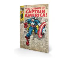 Pyramid International Affiche de Captain America SW11166P Origine Panneau Mural Motif Tableau sur Table en Bois