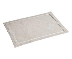 le jardin des cigales set de table 33x45cm ramie brode opaline blanc