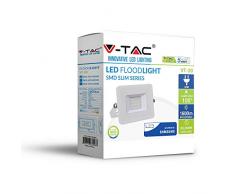 V-TAC Projecteur LED 20W Ã©tanche pour sÃ©curitÃ© extÃ©rieure Samsung LED, corps blanc - verre gris IP65 4000K jour blanc 1600 lumens [Classe Ã©nergÃ©tique A +]