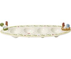 Villeroy & Boch Spring Awakening Coquetier Coq et Poule, 31x12 cm, Porcelaine, Jaune/Vert/Rose