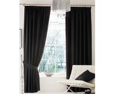 Catherine Lansfield Home - Rideaux doublés à  Oeillets Imitation Soie - Encre - 167 x 183 cm