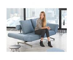 INNOVATION LIVING Canapé Design GHIA Chrome Bleu Mixed Dance_Light Blue Convertible Lit 210 * 80
