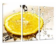 Tableau Moderne Photographique, Impression sur bois, Citron avec de leau, jaune, fruit, acide, 97 x 62 cm, ref. 26672