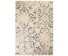 vidaXL 132999 Tapis Moderne à Poils Courts Motif Floral Vintage 140 x 200 cm Beige et Bleu 140 x 200 cm
