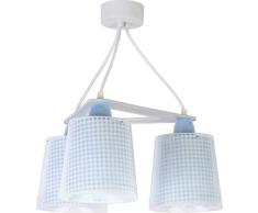 lampe suspension enfant 3 lumières Vichy Bleu