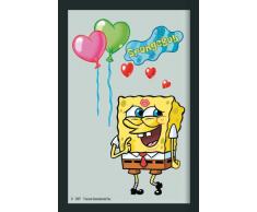 Empire 537553 Miroir imprimé Bob lÃponge et Ballons, avec Cadre en Plastique façon Bois 20 x 30 cm