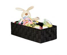 Relaxdays Panier de rangement petite corbeille déco étagère 3 compartiments salle de bain HxlxP: 10x35x17 cm, noir