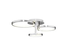 Homemania Orbis Plafonnier rond en métal chromé 55 x 55 x 20 cm 1 LED 46 W 4830 lm 4200 K Lumière blanche naturelle