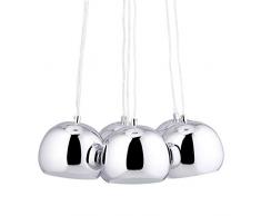 Relaxdays 10021291 Suspension 7 Feux Plafonnier Luminaire Suspendu Lampe de Plafond en MÃ©tal HLP env. 132x56x56cm, ArgentÃ©, 40 W, 132 x 56 x 56 cm