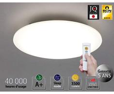 Iris Ohyama 530460, Plafonnier LED Fin avec réglage, Mode Sleep et télécommande, 30 W, 3500 LM, Classe énergétique A+, Eclairage Ajustable, Lumens