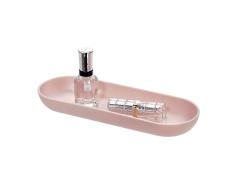iDesign Rangement Maquillage, Organisateur Tiroir Plat en Plastique, Organiseur Maquillage Ovale pour Lavabo ou Coiffeuse, Rose