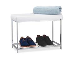 Relaxdays 10029443 Range-Chaussures, Banquette, Banc, MatelassÃ©, Meuble, Similicuir, EntrÃ©e, H x L x P : 47 x 64,5 x 33 cm, Blanc, Fer, Mousse, 1